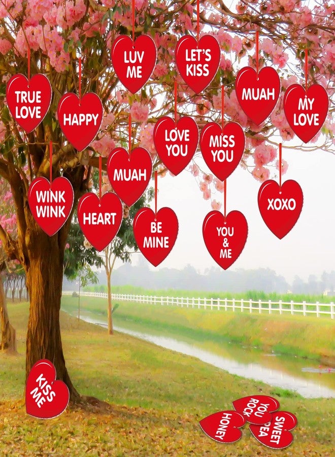 رتيري 30 قطعة من زينة القلوب المعلقة لعيد الحب، زينة خارجية لشجرة عيد الحب، زينة قلوب للحديقة والفناء، زينة داخلية وخارجية للحديقة، لوازم حفلات الزفاف والمناسبات (قلوب الحب) - Image 1