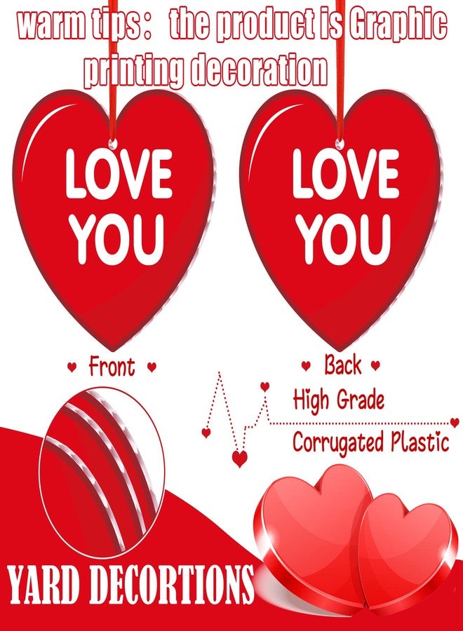 رتيري 30 قطعة من زينة القلوب المعلقة لعيد الحب، زينة خارجية لشجرة عيد الحب، زينة قلوب للحديقة والفناء، زينة داخلية وخارجية للحديقة، لوازم حفلات الزفاف والمناسبات (قلوب الحب) - Image 2