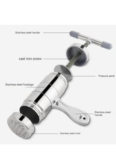 MIXDE Manual Pasta Maker,Manual Stainless Steel Noodle Maker With 5 Different Molds,Spaghetti Making Tools,Sliver  - Image 3