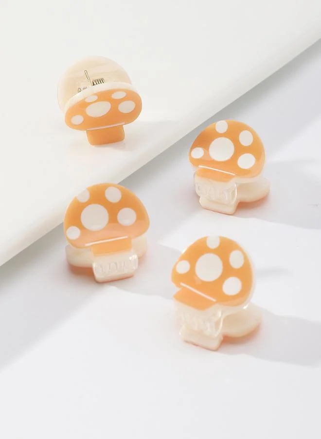 Take Two Pack of 4 - Orange Mushroom Hair Clips