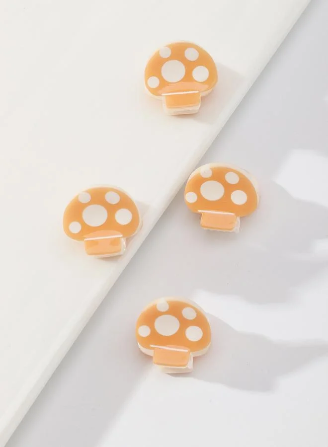 Take Two Pack of 4 - Orange Mushroom Hair Clips