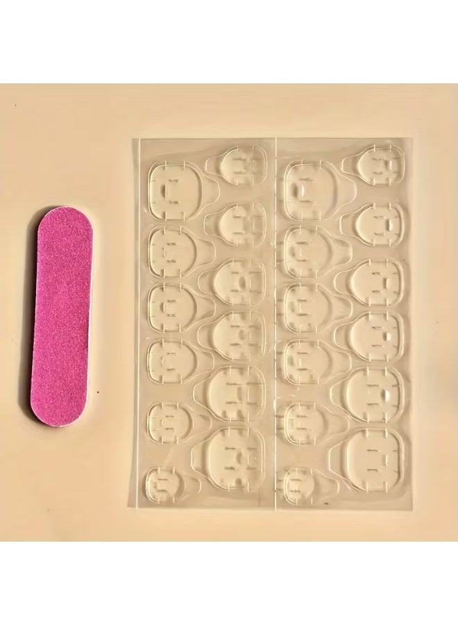 Goolsky 24pcs Glitter Shell Pattern Press-On Fake Toenails Nail Art Stickers - Image 5