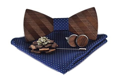 Secdtie Bowtie Handmade Customized Wood Bow Tie Set Creative Wooden Nice Designer Formal Woven Cravat with Box - Image 1