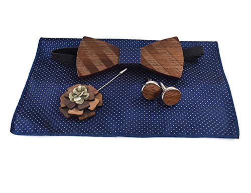 Secdtie Bowtie Handmade Customized Wood Bow Tie Set Creative Wooden Nice Designer Formal Woven Cravat with Box - Image 4