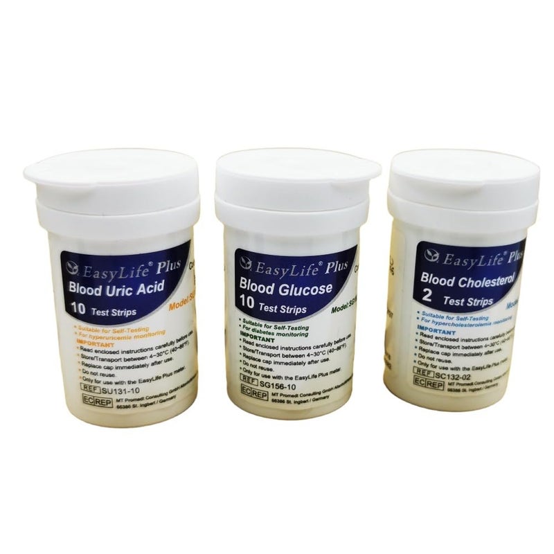 Easy Life طقم مراقبة الكوليسترول في الدم EasyLife Plus 3 في 1 نظام مقياس اختبار الجلوكوز وحمض اليوريك - Image 4