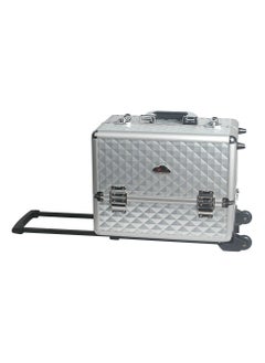 SUNRISE Portable Mobile Rolling Makeup Hair Salon Stylist Train Case Key Silver  - Image 1