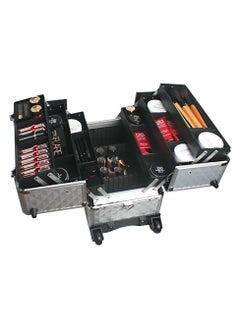 SUNRISE Portable Mobile Rolling Makeup Hair Salon Stylist Train Case Key Silver  - Image 2