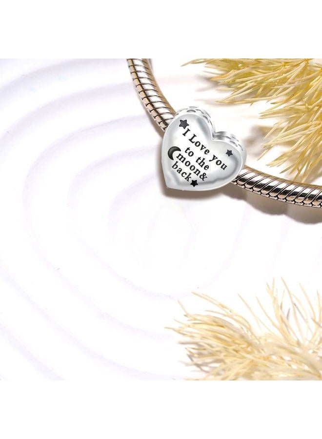 QeenseKc Moon Star Heart Charm I Love You to the Moon and Back Bead for Pandora Bracelet - Image 2