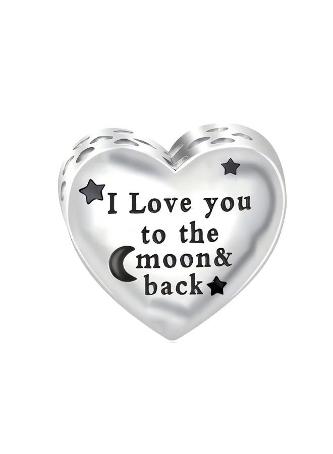 QeenseKc Moon Star Heart Charm I Love You to the Moon and Back Bead for Pandora Bracelet - Image 1