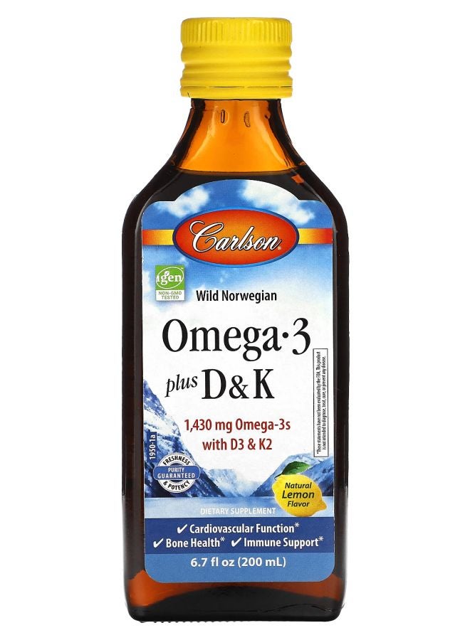 Omega 3 Plus D & K Natural Lemon 1430 mg  6.7 fl oz (200 ml)