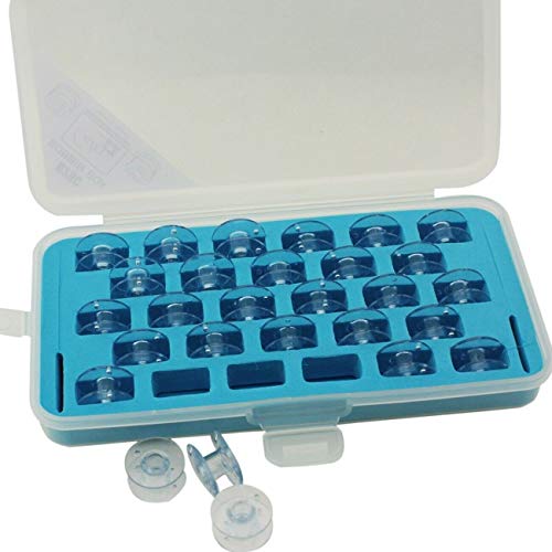 Cutex Pack of 28 Singer Class 15J Transparent Bobbins with Storage Case - Image 1