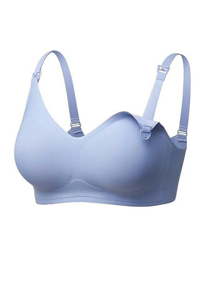 Lupantte Ultra Comfort Breastfeeding Seamless Maternity Nursing Bra, Blue 