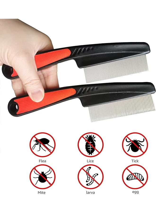 joyzzz Stainless Steel Fine Comb 2 Pcs Professional Dandruff Remover And Scalp Exfoliator Metal Lice Comb For Kids And Adults Hair Grooming Tool For Dandruff Treatment And Head Lice Removal - Image 2