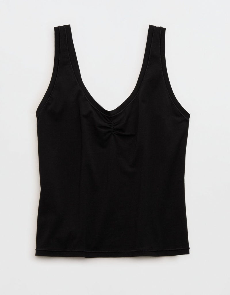 Aerie SMOOTHEZ Cotton Blend Ruched Tank Top - Image 3