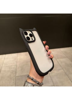 Cat Ear Mobile Phone Case 7 Drops Of Glue 16 For Apple 15PROMAX Simple 14/13 Full 12 Drop 11-Color:Black-Applicable Model:iPhone15PROMAX