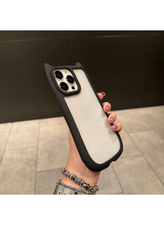 Generic - Cat Ear Mobile Phone Case 7 Drops Of Glue 16 For Apple 15PROMAX Simple 14/13 Full 12 Drop 11-Color:Black-Applicable Model:iPhone15PROMAX - Image 1
