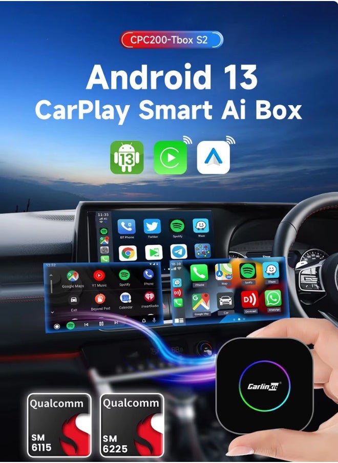 Carlinkit - 4G 64Gb Tbox S2 Portable Car Play Dongle Tv Streaming Box Wireless Android Auto Carlinkit Carplay Adapter - Image 1