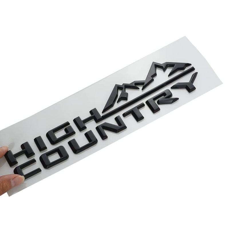 dgea 1x 2019-2021 Chevy Silverado High Country Nameplate Rear Emblem Badge Fender Chrome Fit for Silverado (Gloss Black) - Image 3