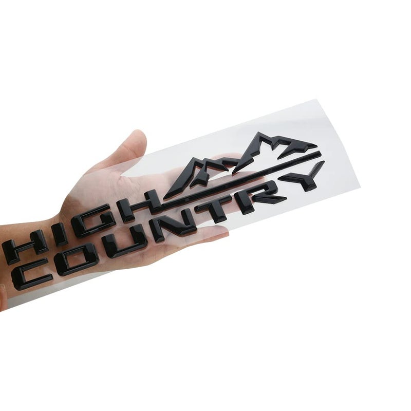 dgea 1x 2019-2021 Chevy Silverado High Country Nameplate Rear Emblem Badge Fender Chrome Fit for Silverado (Gloss Black) - Image 2