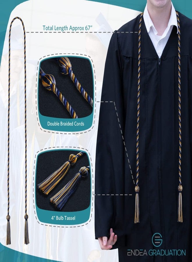 Endea Graduation Single Honor Cord Three-Color (Royal Blue/Gold/White) - Image 3