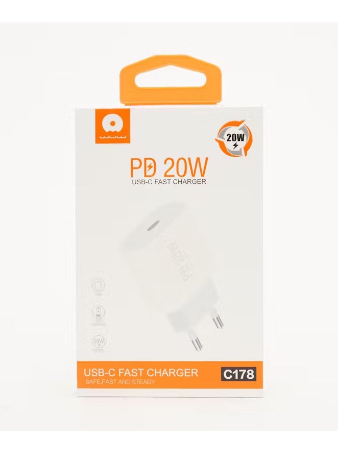 WUW Fast Charging 20W USB-C Power Adapter Charger Compatible With All Devices  - Image 1