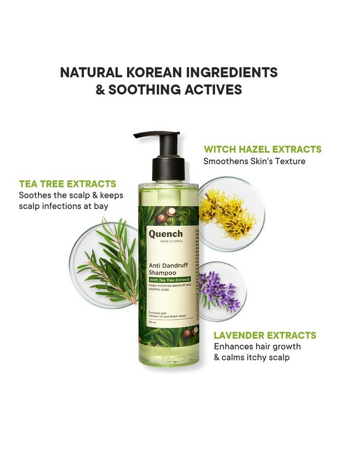 QUENCH BOTANICS - Quench Anti Dandruff Shampoo With Tea Tree Extracts, Minimizes Dandruff Flakes, Soothes Itchy & Dry Scalp, Makes Hair Soft, Smooth & Silky, Made In Korea (250 Ml) - Image 1