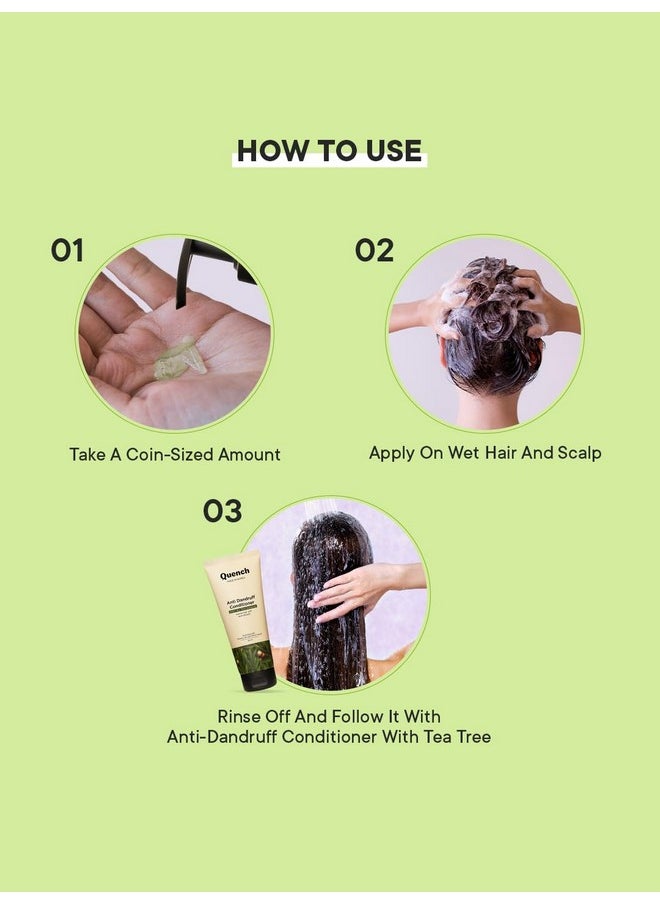 QUENCH BOTANICS - Quench Anti Dandruff Shampoo With Tea Tree Extracts, Minimizes Dandruff Flakes, Soothes Itchy & Dry Scalp, Makes Hair Soft, Smooth & Silky, Made In Korea (250 Ml) - Image 1