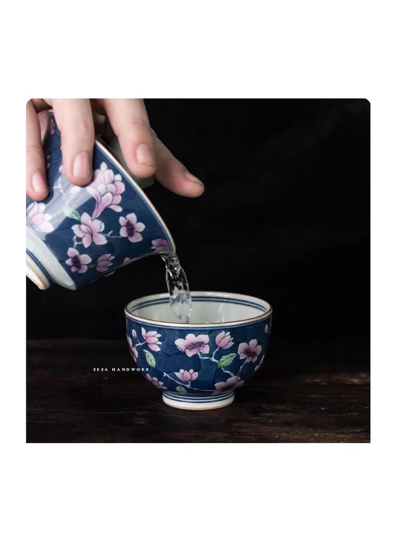 1-Set Chinese Old Porcelain Blue and White Bowl Tea Set,Chinese Tea Bowl with Cover Tray and Cup,Chinese Traditional Handicraft Ceramic Tea Set - Image 4