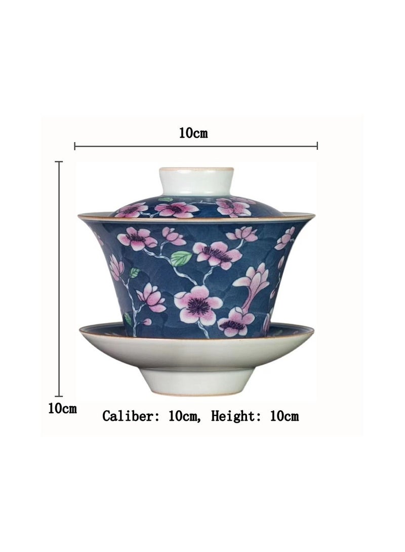 1-Set Chinese Old Porcelain Blue and White Bowl Tea Set,Chinese Tea Bowl with Cover Tray and Cup,Chinese Traditional Handicraft Ceramic Tea Set - Image 5
