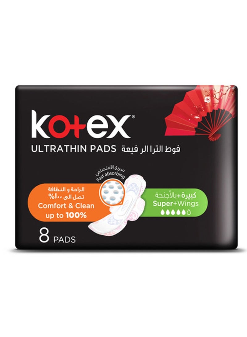 Kotex Ultra Thin Pads Super+ Wings 8's