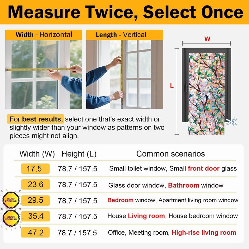 Dwersty Rainbow Window Privacy Film Decorative, 3D Decals Stained Glass Clings, Static Cling Sticker, Suncatcher Windows Cover Tint for Home, 17.5 Inch x 78.74 Inch - Image 5