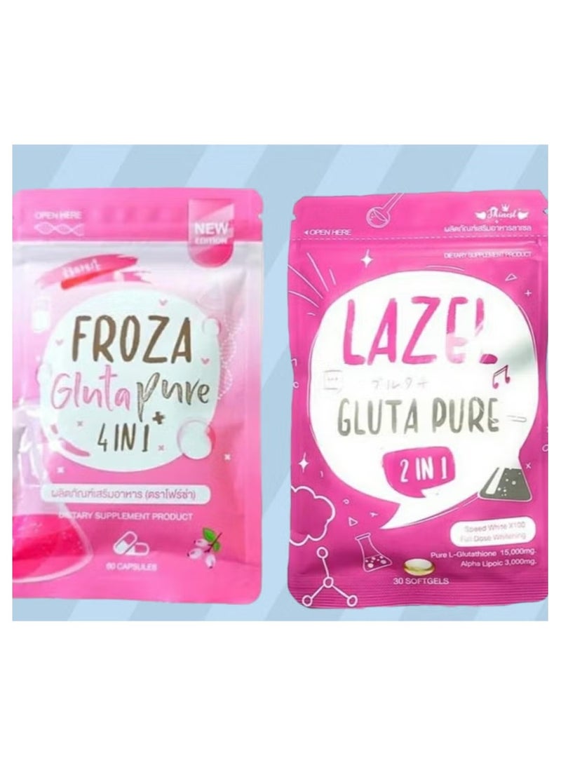 ليزيل كبسولات هلامية نقية من جلوتا بيور 2 في 1 جرعة كاملة + كبسولات مجمدة 4 في 1 جلوتا بيور 60