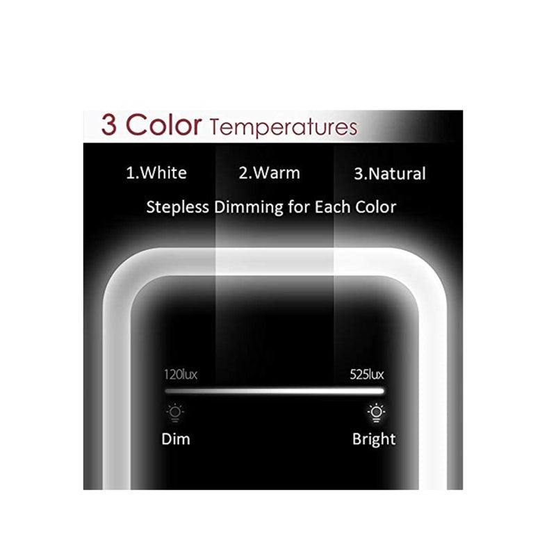 Zikra Makeup Mirror with Light and Magnifying,  Lighted Vanity with Touch Screen Dimmable, Intelligent Switch, Portable and Foldable Stand Makeup Mirror for Tabletop, Bathroom (3 Color) - Image 4