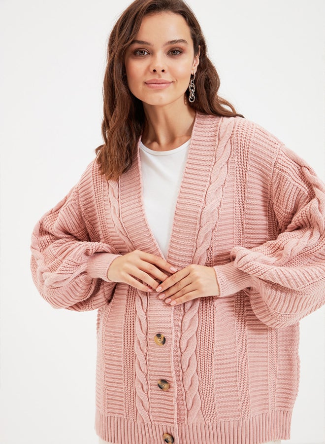 trendyol Powder Braided Loose Cut Knitwear Cardigan TCTAW22TH0002 - Image 2