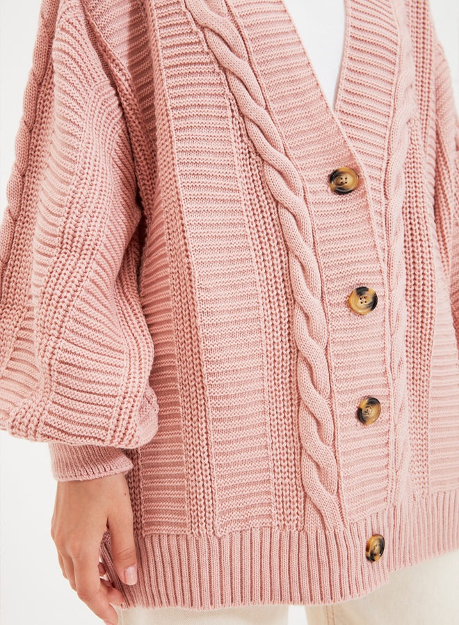 trendyol Powder Braided Loose Cut Knitwear Cardigan TCTAW22TH0002 - Image 4