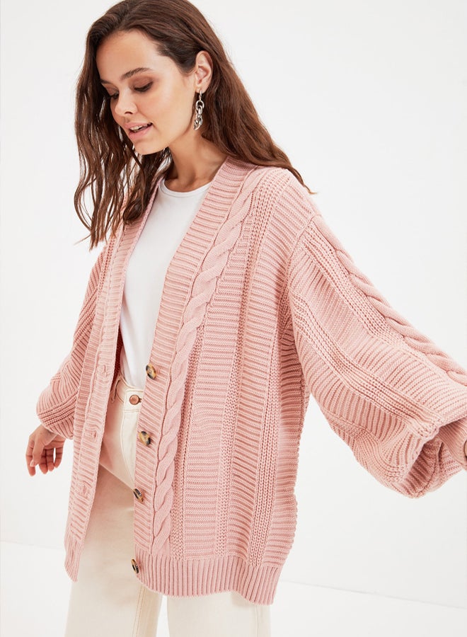 trendyol Powder Braided Loose Cut Knitwear Cardigan TCTAW22TH0002 - Image 3