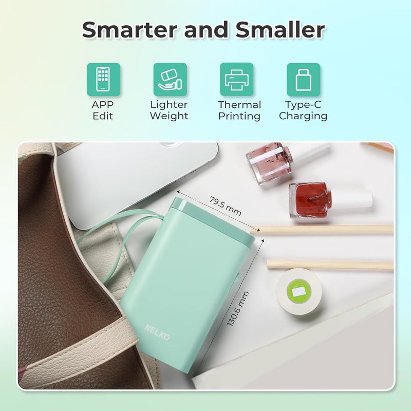 Nelko Label Printer, Bluetooth P21 Self-Adhesive Labelling Device, Portable Labelling Device, Self-Adhesive Label Printer, Wireless, Mini Label Printer with iOS Android, for Home, Office, Green - Image 4