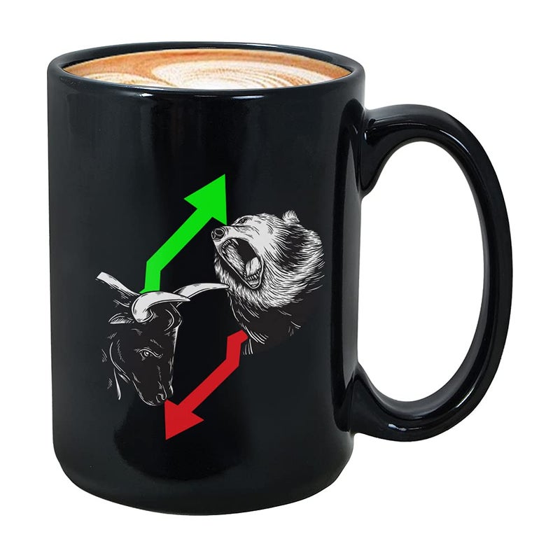 Bubble Hugs Trader Coffee Mug 15 oz Exchange Financial Market Price Chart Trading Humor Gift Cup for Broker Investor Men Women Coworkers Colleague Black