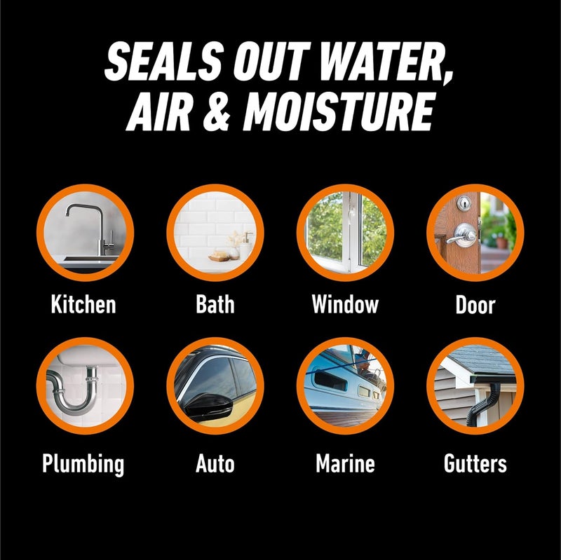Gorilla Waterproof Caulk & Seal 100% Silicone Sealant, 10oz Cartridge, White (Pack of 1) - Image 1