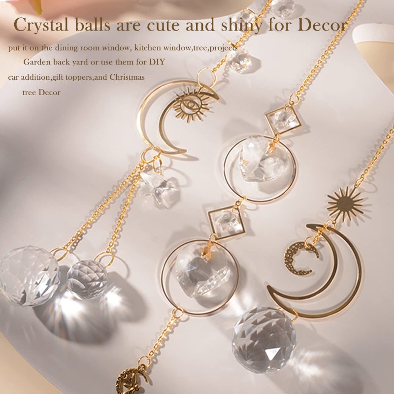 ilclviz Suncatcher Crystal Hanging Sun Catcher Prism with Chain Pendant Ornament Crystal Balls for Window - Image 4