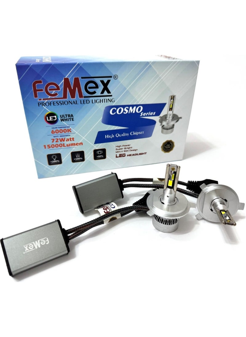 Femex New Cosmo H4 Lightning Effect LED Xenon 72W 15000 Lumen  - Image 1