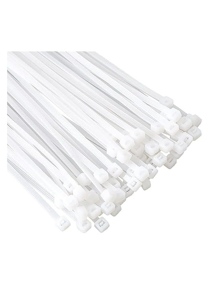 بروماس ربطات كبل بسحاب أبيض مقاس 15 سم 200 قطعة، قوة شد 40 رطلًا - شديدة التحمل، أربطة سلك كابل من النايلون الفاخر ذاتية القفل للداخل والخارج بواسطة قطارة بولت - Image 1