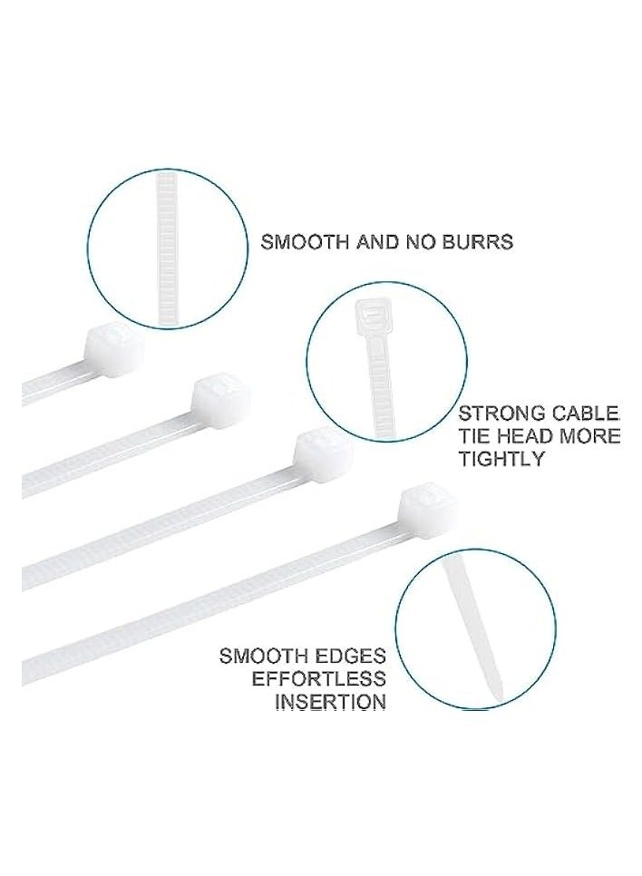 بروماس ربطات كبل بسحاب أبيض مقاس 15 سم 200 قطعة، قوة شد 40 رطلًا - شديدة التحمل، أربطة سلك كابل من النايلون الفاخر ذاتية القفل للداخل والخارج بواسطة قطارة بولت - Image 2