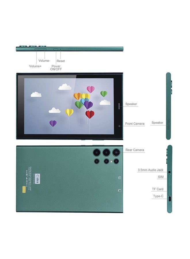 C idea 8 Inch Tablet, Google Android 9.0 Dual Cameras 256GB Storage Long Battery Life  For Adults Teenagers CM822 Green - Image 3