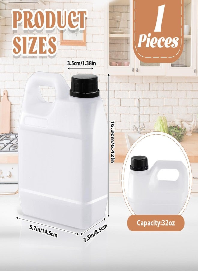 Ziliny Plastic Jug with Lids Square Empty Storage Containers Plastic Jar Containers for Water Sauces Soaps Detergents Liquids Cleaning Solutions (32 oz,Translucent Color,1 Pcs) - Image 2