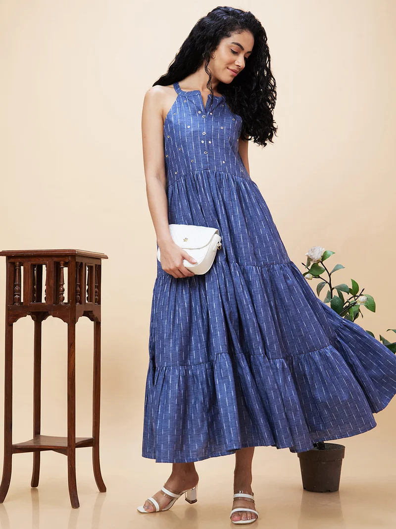 جلو باص Women Self Design Tiered Maxi Dress