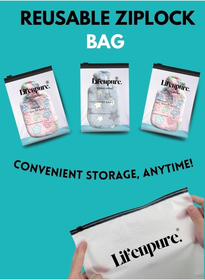 Lifenpure Lifenpure 2 Ltr Soft Hot Water Bag In Reusable Ziplock Clear Pouch Bag Classic Style For Body Shoulder Cramps Neck Pain Relief  - Image 2