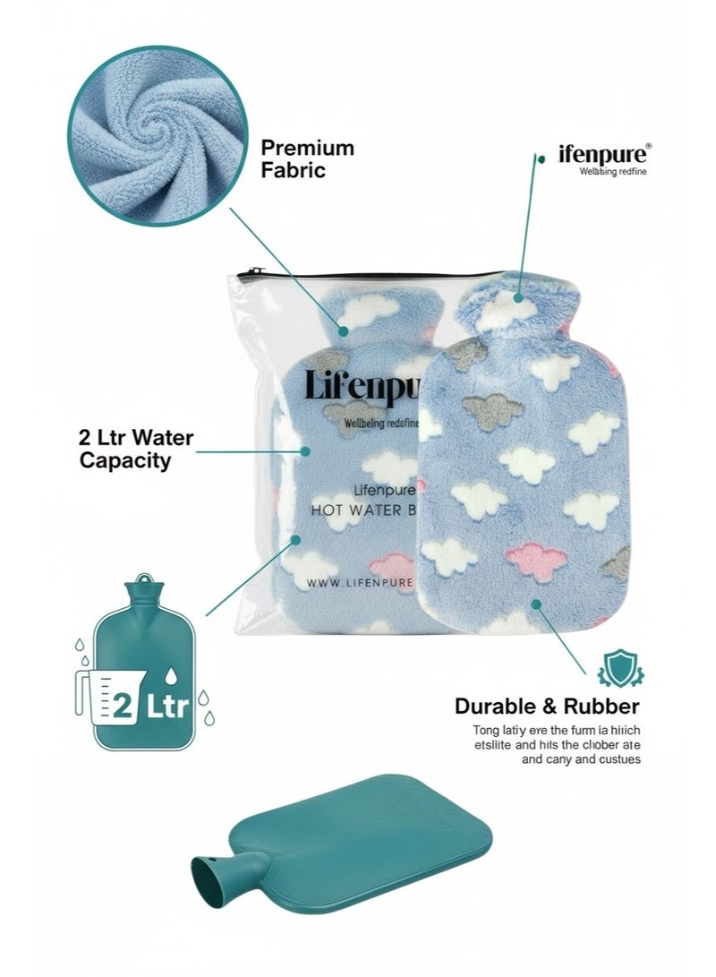 Lifenpure 2 Ltr Soft Hot Water Bag In Reusable Ziplock Clear Pouch Bag Classic Style For Body Shoulder Cramps Neck Pain Relief - Image 2