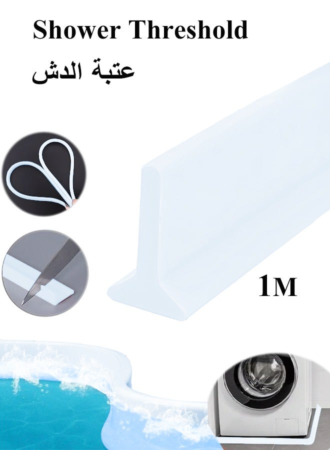 Bathroom Waterproof Strip, Shower Threshold, Dry and Wet Separation for Bathroom and Countertop Sink, Self-Adhesive Anti Slip, Adjustable Size, Retention System and Keeps Water Inside, Suitable for Bathroom and Kitchen(1M)  - Image 1