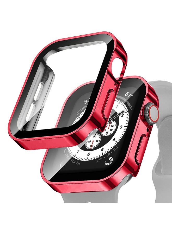 إسكدنيا مناسبة لساعة Apple S10 حافظة مقاومة للماء ومطلية بالكهرباء من البولي كربونات مدمجة لساعة Apple Watch789 حماية شاملة - اللون: طلاء أحمر (OPP) - البعد الخارجي: 41 ملم (7/8/9 أجيال) - Image 1